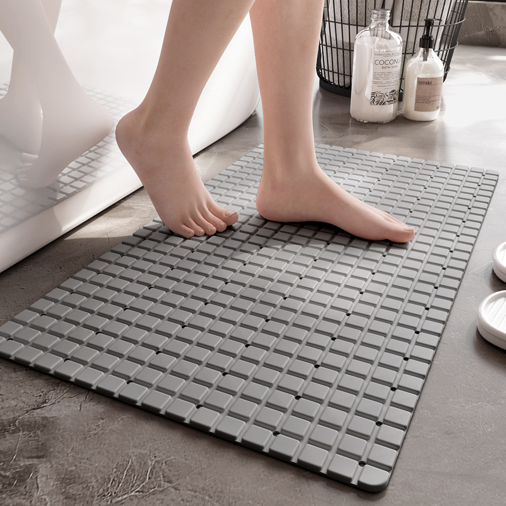 Bamboo Bath Mat - 배수구가 있는 흡입 컵이 있는 1개