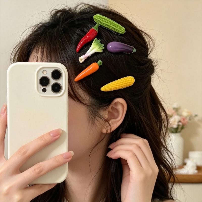참신하고 재미있는 야채 모양 헤어핀, 사실적인 음식 모 - Health Wellness Lifestyle 리뷰 및 가격