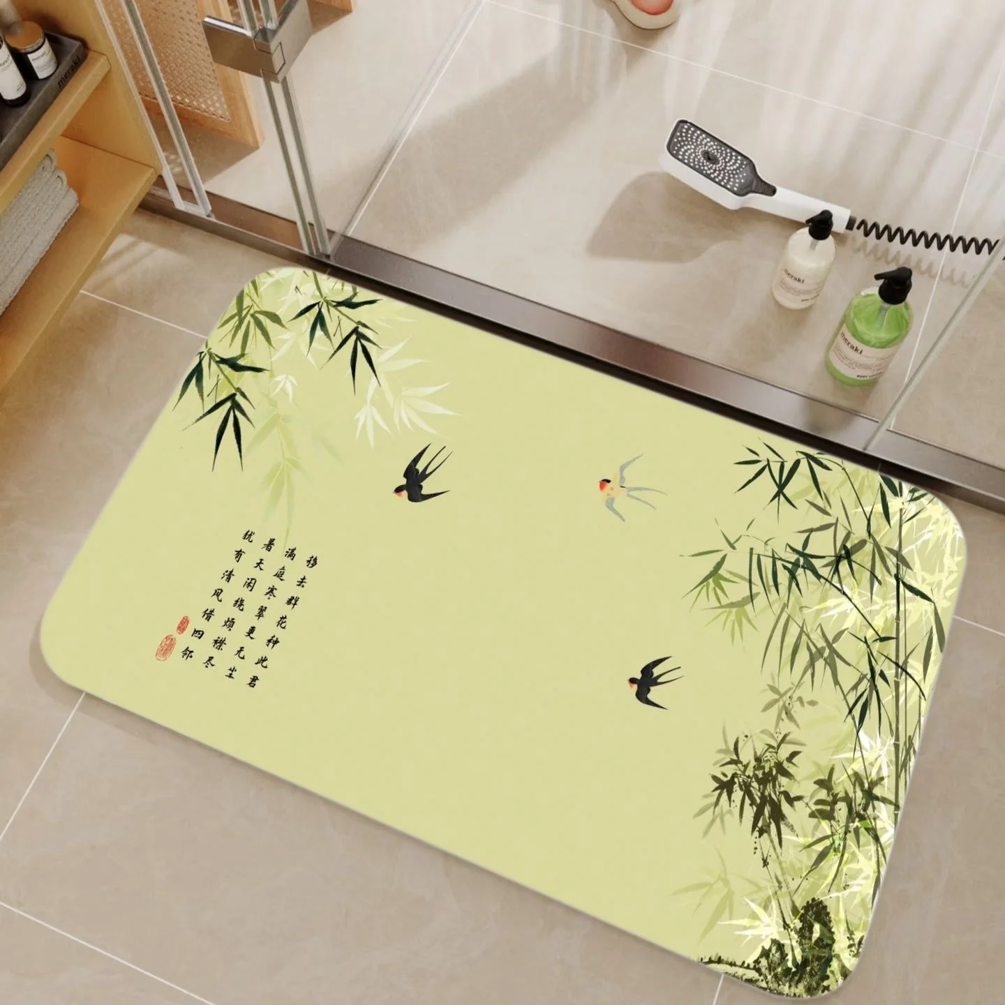 VIKAMA 대나무 및 중국 서예 문양이 새겨진 규조토 - Bamboo Bath Mat 리뷰 및 가격