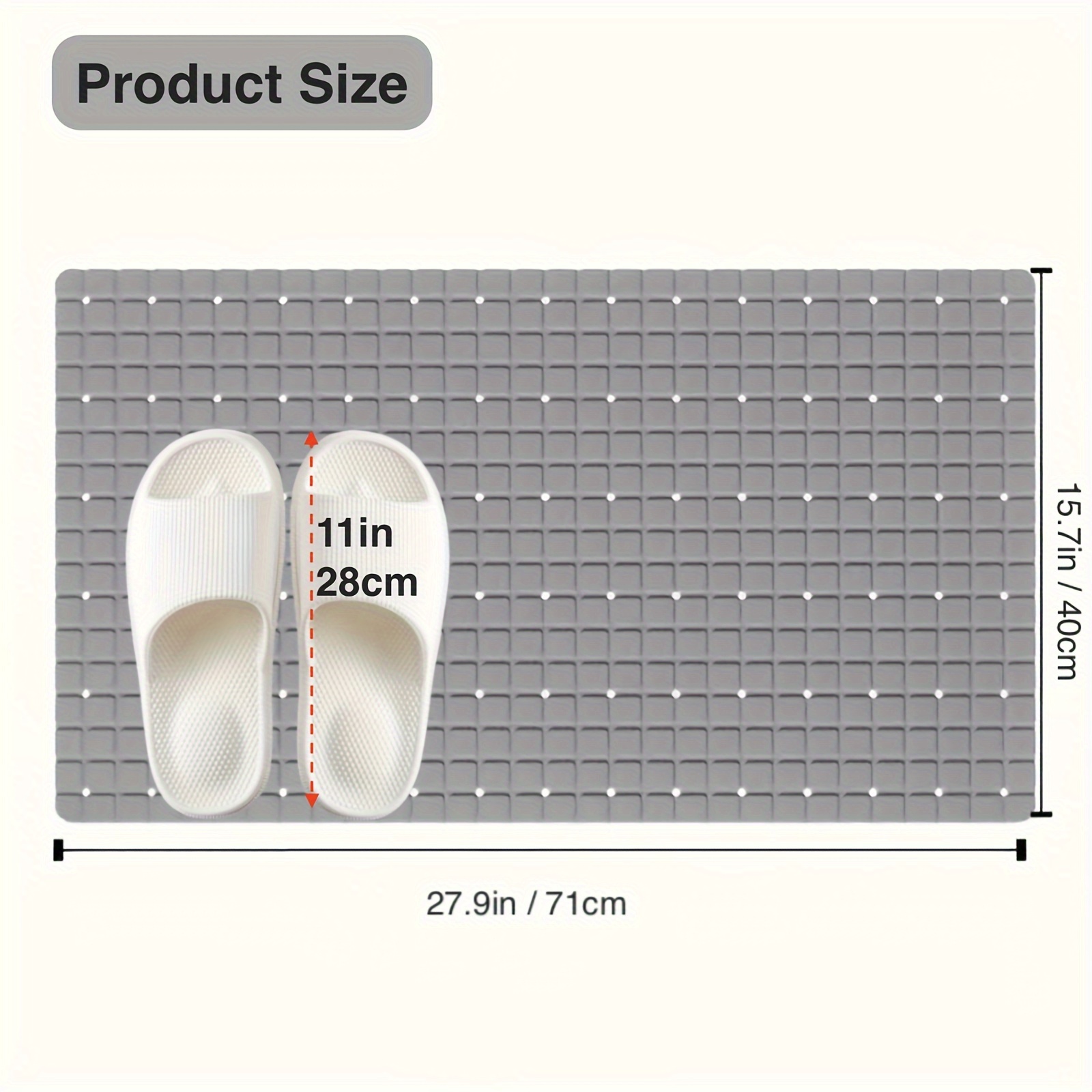 배수구가 있는 흡입 컵이 있는 1개 PVC 미끄럼 방지 - Bamboo Bath Mat 리뷰 및 가격